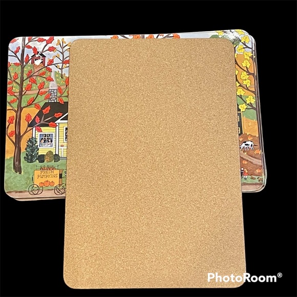 Vintage set of 4 large Cork backed Acorn Farms Medana Gabbard 11.25”x 16.3/4” - Picture 2 of 9